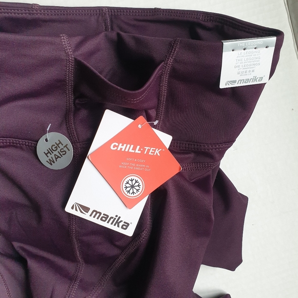 Marika Wild Plum Chill-Tek Soft Fleece Lined Active High Waist Active Leggings S - Picture 10 of 16